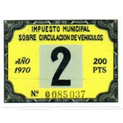 Adhesivo impuesto municipal de circulacion 1970 con sidecar
