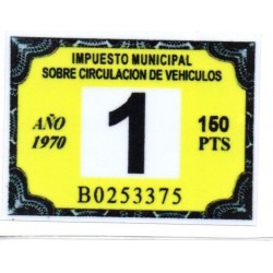 Adhesivo impuesto municipal de circulacion 1970