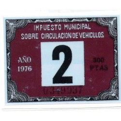 Adhesivo impuesto municipal de circulacion 1976 con sidecar